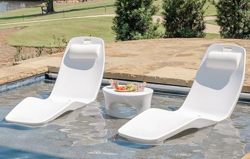 REZVANI FURNITURE STUDIO Tenjam Laylo Pool Lounge Chairs Set of Two White, White Granite and Gray Granite