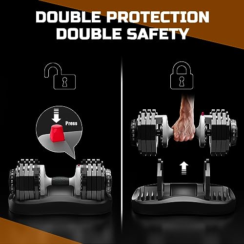 ATIVAFIT Adjustable Dumbbell for Workout Strength Training Fitness Weight Gym Set 55LB-Pair