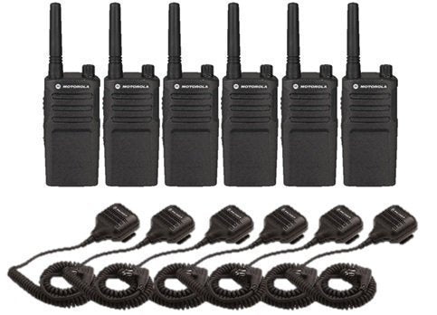 Motorola RMU2040 Radios 6 Pack with Speaker Mics Renewed Black