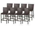 Afuera Living Contemporary Polyethylene Wicker Barstools with Back - Set of 8