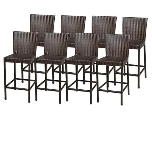 Afuera Living Contemporary Polyethylene Wicker Barstools with Back - Set of 8