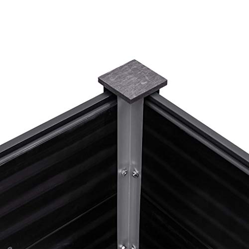 Garden Raised Bed WPC 78.7"x39.4"x35.8" Gray & Self-Watering Ceramic Flower Pot White/Black/Other