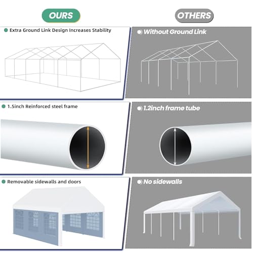 GarveeLife 20'x40' Heavy Duty Outdoor Party Tent with Removable Sidewalls and Waterproof Canopy White