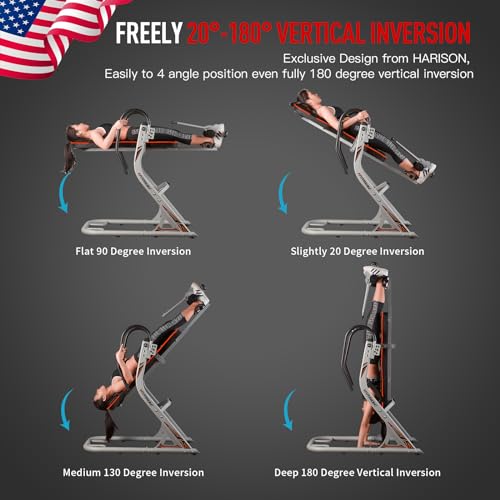HARISON Heavy Duty Inversion Table for Back Pain Relief 350 LBS Capacity with 3D Memory Foam Black+Red