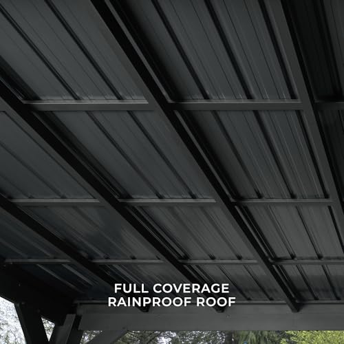 Backyard Discovery Stonebridge 20' x 9.5' Galvanized Steel Outdoor Gazebo Pavilion Black