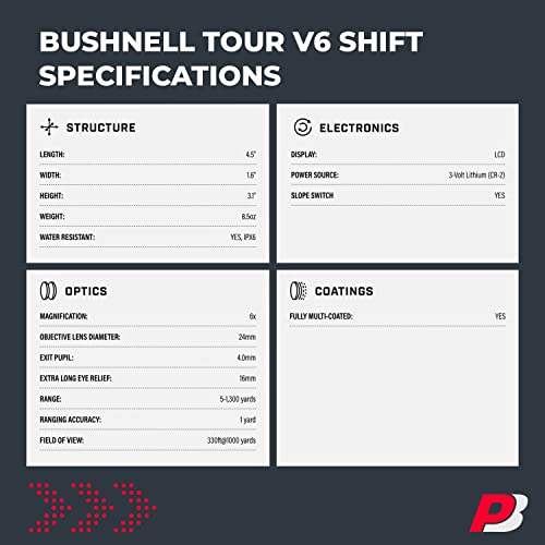 PlayBetter Bushnell Tour V6 Shift Golf Rangefinder with Slope - Black Shift