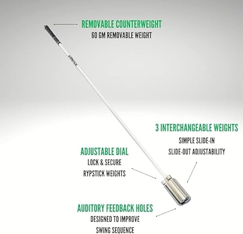 Rypstick Speed Training Aid & RypRadar 2.0 Golf Warmup Device Mens White 45" Pack