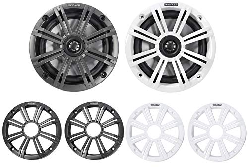 KICKER 45KM654 6.5" Marine Boat Speakers with Rockville MAC65B Pods Black