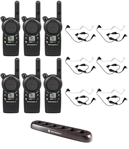 SR-Moto CLS1410 1W 4-Channel Business Radio with Surveillance Headset and Multi Unit Charger (6 Pack)