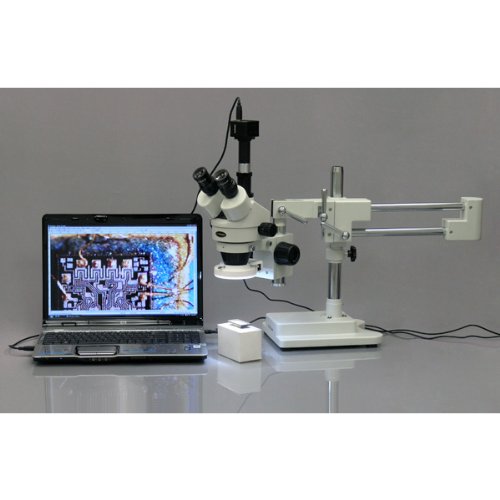 AmScope Professional Trinocular Stereo Zoom Microscope WH10x Eyepieces 7X-45X Magnification