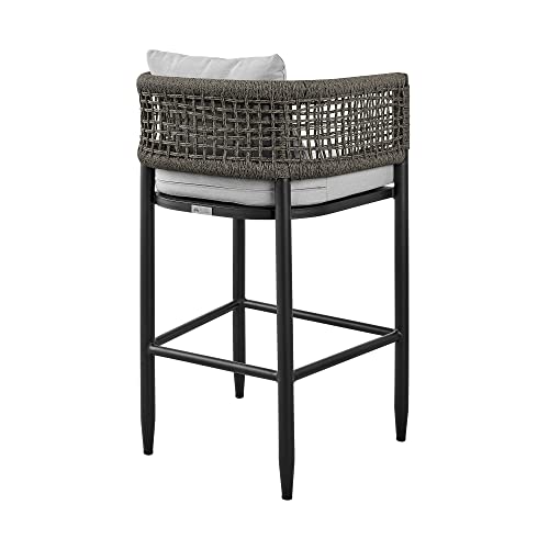 Armen Living Felicia Modern Outdoor Patio Bar Table and Stools Set, 5 Piece Black