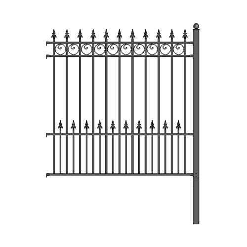 ALEKO Security Fencing Kit 2-Panel Steel Fence Modern Garden Anti-Rust Panels 8x5 Prague
