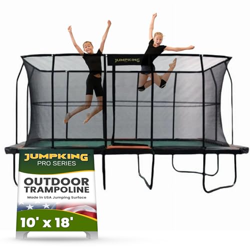 JumpKing Pro-Series 10'x18' Rectangle Trampoline with Enclosure Black/Orange