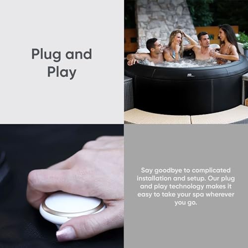 M Spa Premium 6-Person Round Hot Tub with 138 Bubble Jets and Thermal Cover, Black