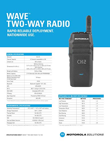 Motorola Solutions 4 TLK100 4G LTE/WiFi Two Way Radio Black