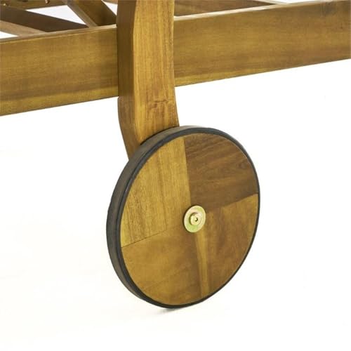 Great Deal Furniture Outdoor Teak Finish Chaise Lounge Set of 4 with Cream Water Resistant Cushion