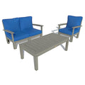 Highwood Bespoke Deep Seating Loveseat, Chair & Conversation Table Cobalt Blue / Coastal Teak