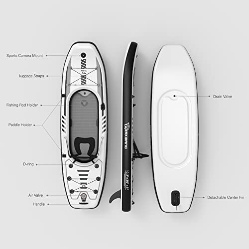 TIGERXBANG Inflatable Kayak with Detachable Seat Black