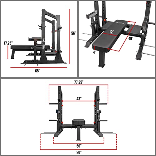 Valor Fitness Competition Bench Press Rack with Safety Spotter Bars Black