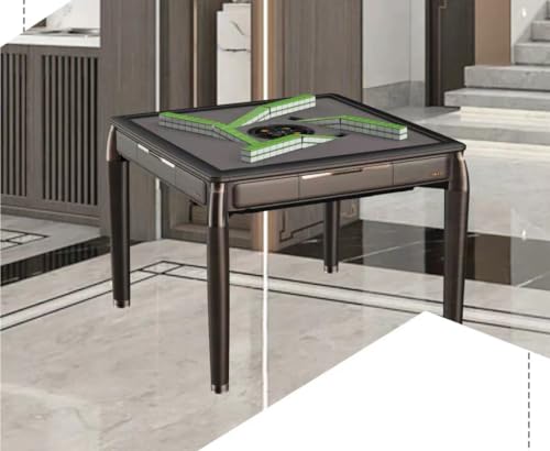 usamjtable Thin Black Walnut Style Automatic Mahjong Table with Numbered Tiles