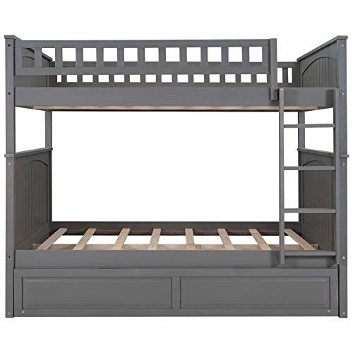 Harper & Bright Designs Full Over Full Bunk Bed with Trundle Grey