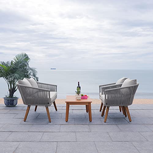 Safavieh Outdoor Velso Rope 4-Piece Patio Set with Cushions Grey/Grey