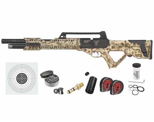 Wearable4U Hatsan Invader Limited Edition .25 Cal Air Rifle Digital Tan Camo Bundle with Pellets and Targets