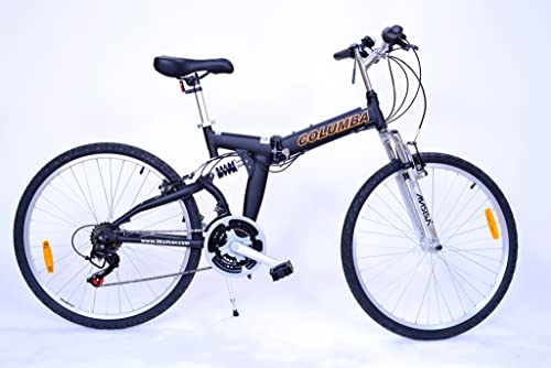 Columba Alloy Folding Bike 18 Speed Double Suspension Black 26 inch