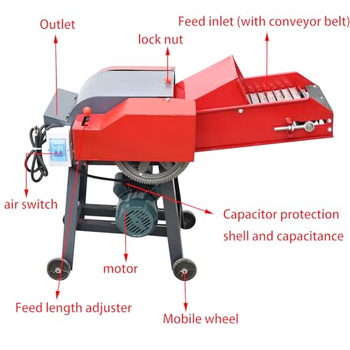 INTSUPERMAI 6-Blade Hay Cutter Pulverizer Red