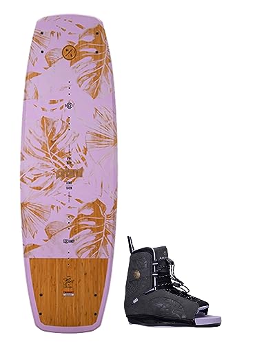 Hyperlite Prizm Womens Wakeboard 134 W/Syn Bindings Pink/Wood Grain 134cm/(4-8.5)