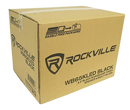 Rockville RGHR45 4 Zone Marine Bluetooth Radio Bundle with (4) WB65KLED 6.5" Black Wakeboard LED Speakers