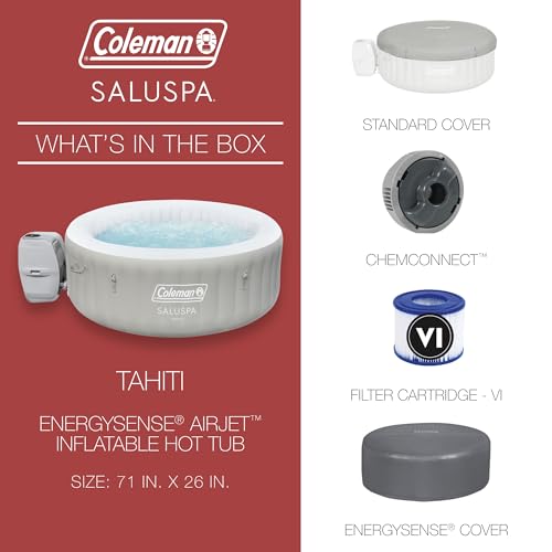 Coleman Tahiti EnergySense AirJet Inflatable Hot Tub Spa Gray