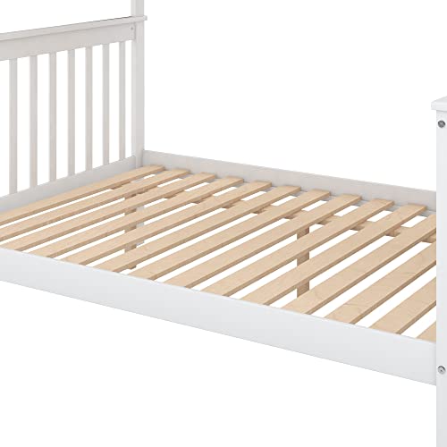BOVZA Twin Over Full Bunk Bed with Trundle and Storage Stairs White