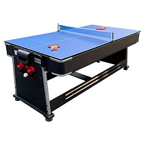 RACK Triad 7-Foot 3-in-1 Multi Game Swivel Billiard/Pool Table Black