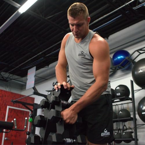 Gronk Fitness A-Frame Dumbbell Rack 6-Tier with 5-30lb Rubber Hex Dumbbells Black