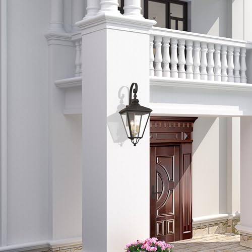Livex Adams 4 Light Extra Large Outdoor Wall Lantern Antique Brass/Brushed Nickel
