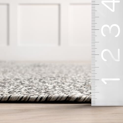 nuLOOM Braided Indoor/Outdoor Area Rug 12' x 18' Wynn Salt and Pepper