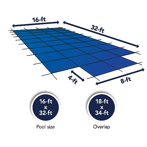 Blue Wave Rectangular In Ground Pool Safety Cover with Center Step Blue