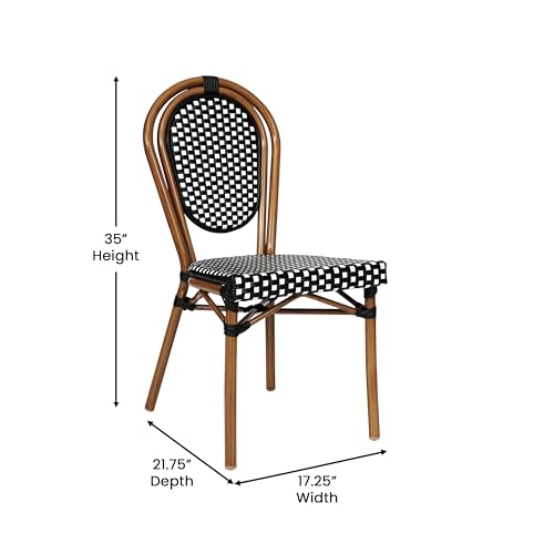 EMMA + OLIVER Colmar Indoor/Outdoor Bistro Set Black & White Rattan/Natural Frame