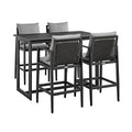 Armen Living Grand Modern Outdoor Patio Bar Table and Stools Set 5 Piece Black
