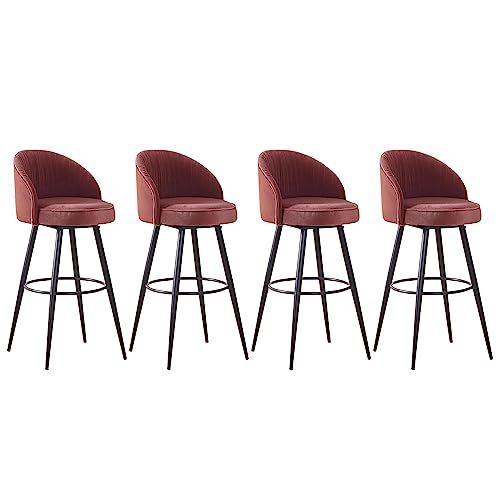 IPSU 360° Swivel Outdoor Bar Stools Set of 4 Velvet Modern Counter Chairs A