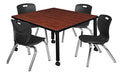 Regency Height Adjustable Mobile Classroom Table Set with 12" Andy Chairs, 42", Cherry/Black