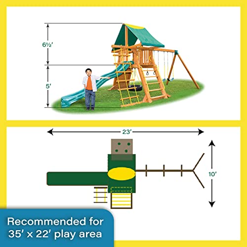 Best in Backyards Supremescape Cedar Wood Swing Set Jungle Gym Green & Yellow Components