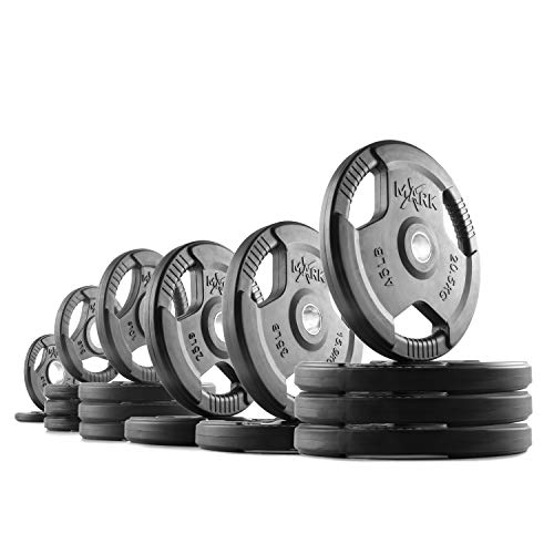 XMark TRI-GRIP Olympic Barbell 365 lb Set Weight Plates With The CROWBAR 7' Olympic Bar 25) BAR and 365 lb Set