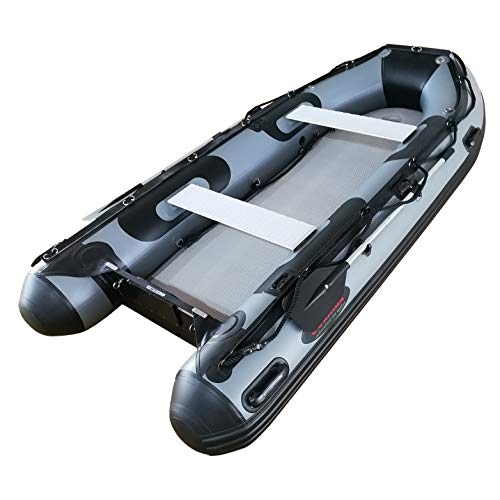 Seamax Recreational Inflatable Boat 10.8 Feet Dark Grey with High Pressure Airmat for 4 Passengers