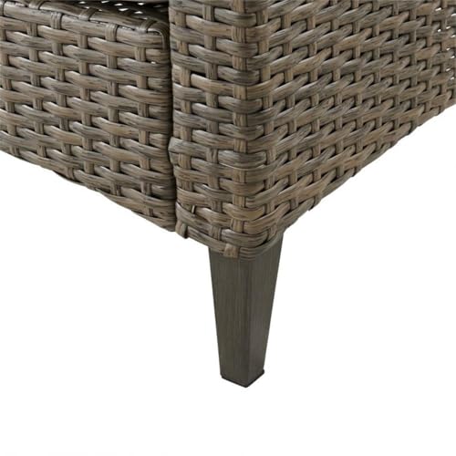 Home Square 2 Piece Outdoor Wicker High Back Loveseat Set Beige