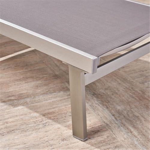Afuera Living Outdoor Mesh and Aluminum Chaise Lounge Set of 4 Grey