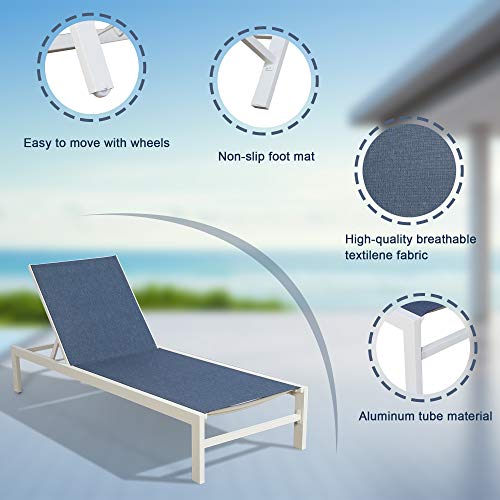 PEAK HOME FURNISHINGS 2-Piece Outdoor Aluminum Chaise Lounge Set Navy