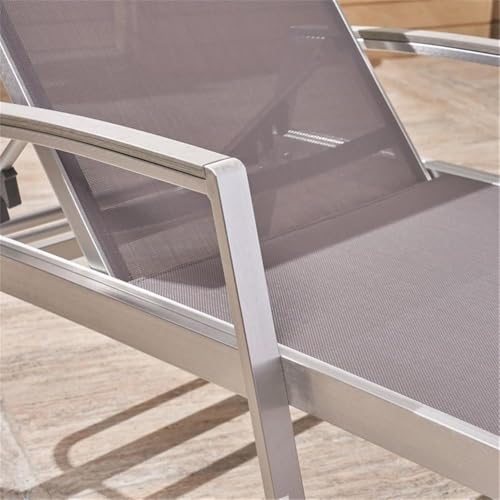 Afuera Living Outdoor Mesh and Aluminum Chaise Lounge Set of 4 Grey