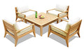 WholesaleTeak Noida 5 Pc Lounge Chair Set with Cushions in Canvas Natural
